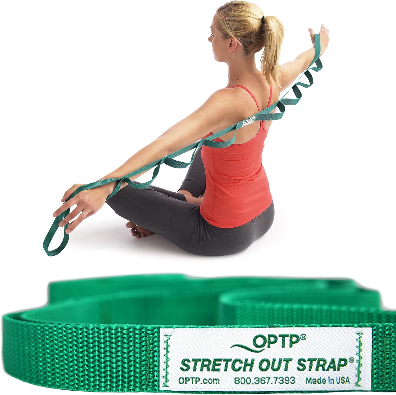 OPTP The Original Stretch Out Strap with Exercise Book, for Flexibility and Mobility Exercises. Stretch Out Straps for Physical Therapy, Yoga Stretching Strap and Knee Therapy Strap. Made in the USA - Image 3