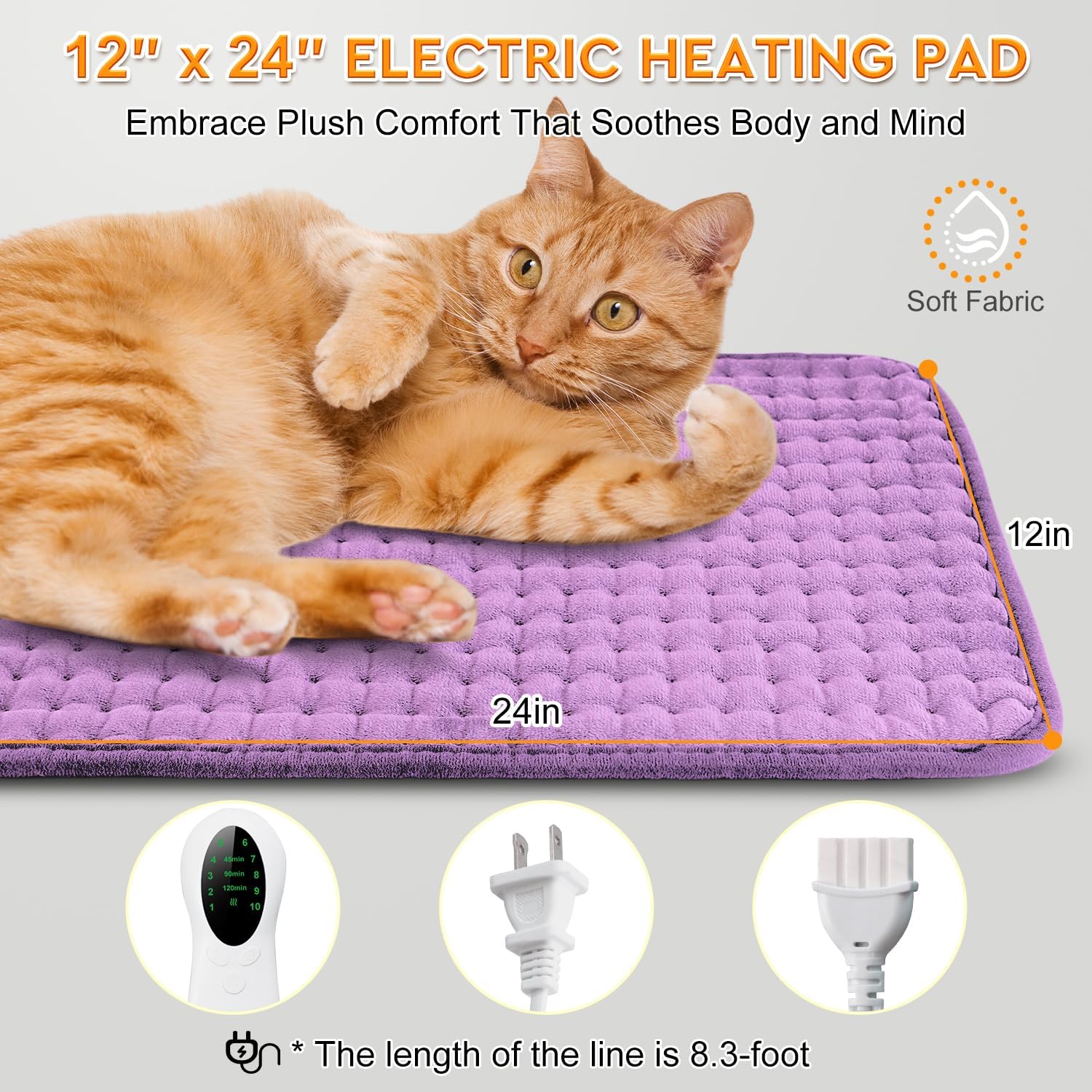 Heating Pad for Back Pain & Period Cramps Relief - Birthday Gifts for Women Mom Grandma, Portable Electric Neck and Shoulder Heating Pads Large, 10 Heat Settings, ETL Certified, 12"x24", Purple - Image 5