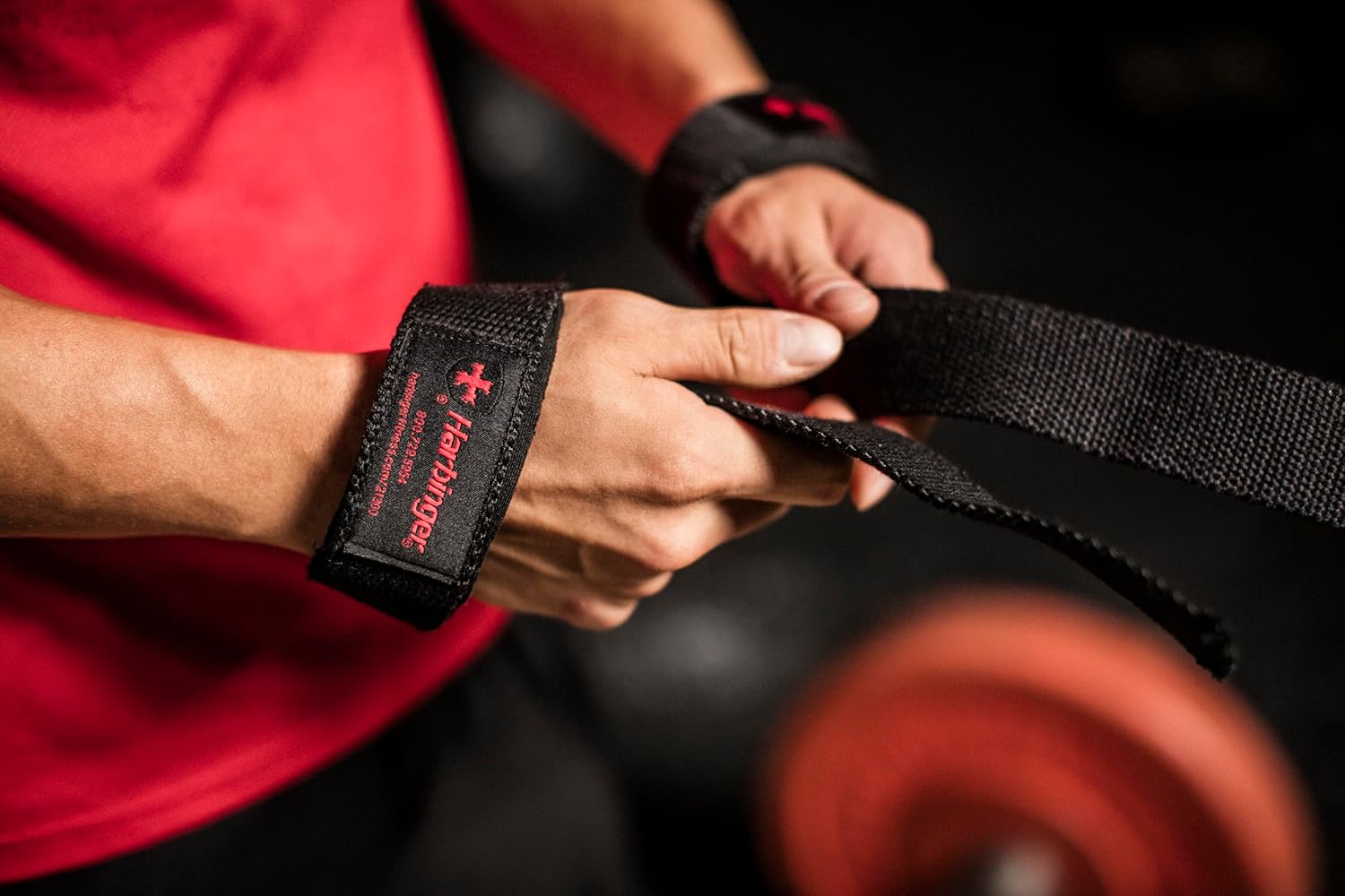 Harbinger Padded Cotton Lift Straps - Soft, Supportive Neotek Wrist Pads - 21.5" Length, 1.5" Width - Reinforced Edges & Heavy-duty Stitching - Cushions Wrists for Lifting Support - Image 4