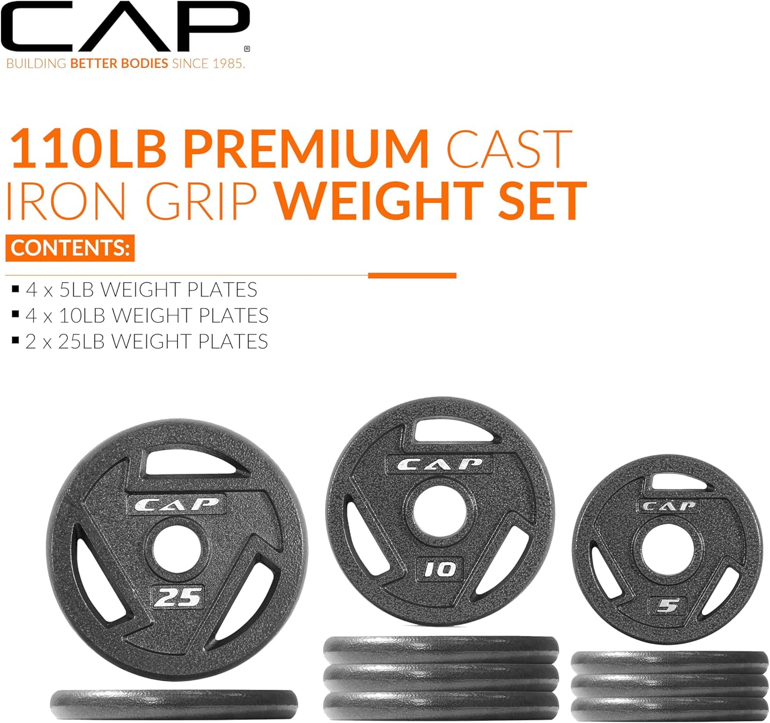 CAP Barbell 2-Inch Olympic Cast Iron Plate Weight Set | 75-285 lbs | Multiple Options - Image 2