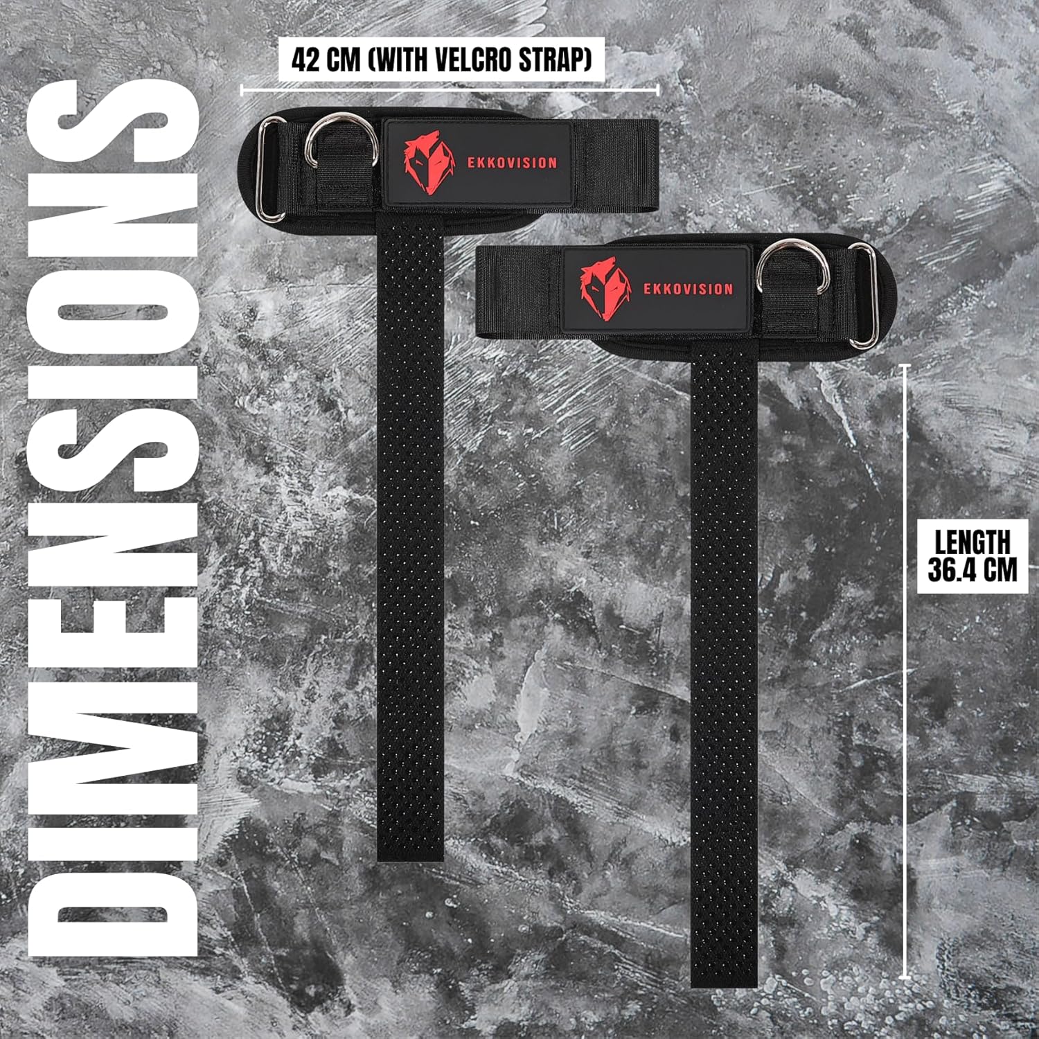 Ekkovision Weight Lifting Straps With Cuffed D Ring, Wrist Support for Men, Heavy Duty Thick Comfortable Lifting Straps, Secure Fit, Enhanced Grip, Straps for Weightlifting & Gym Training, Black - Image 3