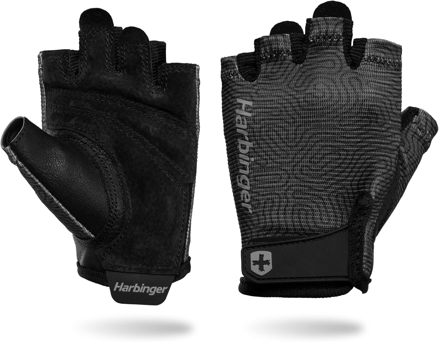 Harbinger Power Gloves 3.0 - Durable Half Finger Weightlifting Gloves with Adjustable Wrist Closure, Breathable Leather Palm, Small, Women's