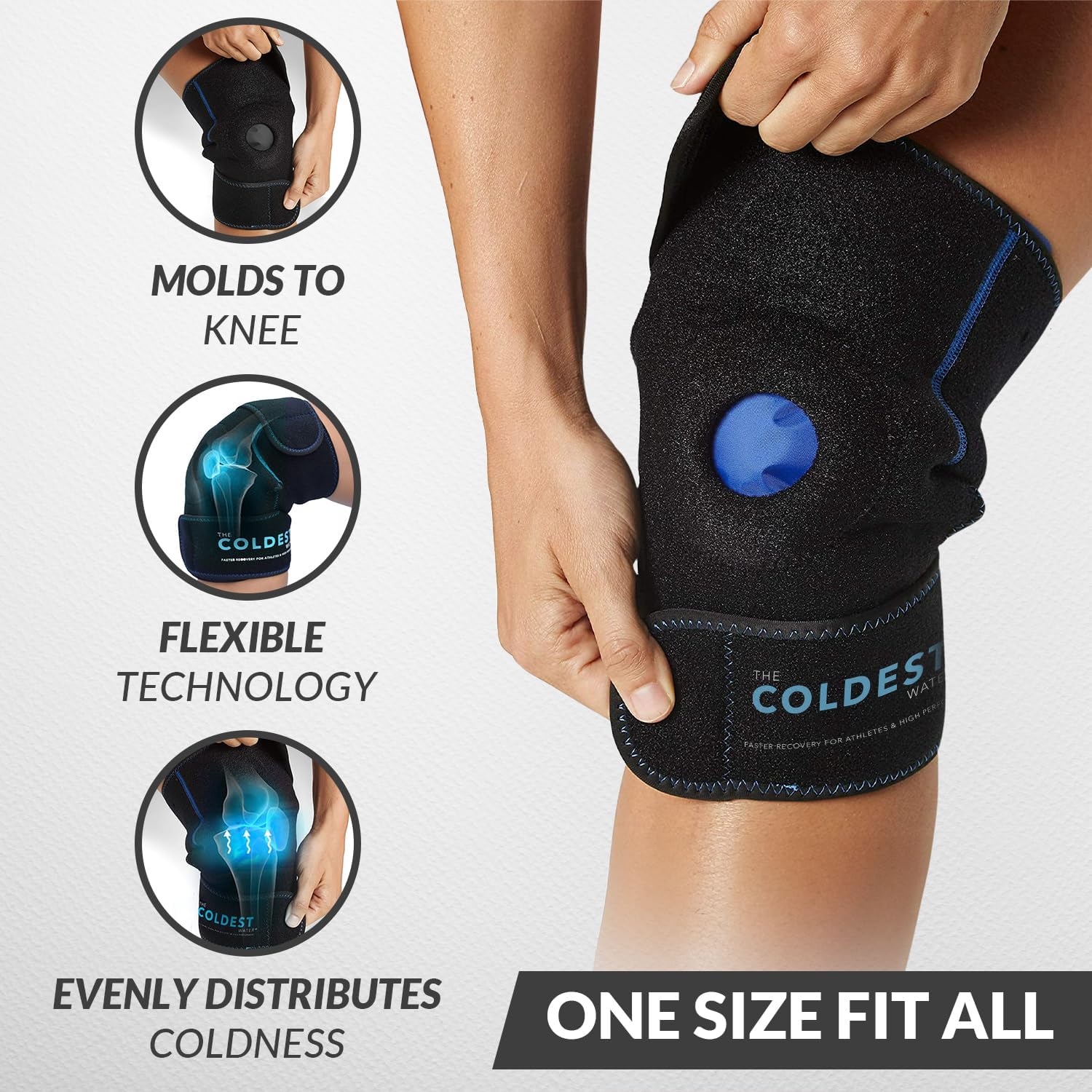 The Coldest Knee Ice Pack Wrap, Hot and Cold Therapy - Reusable Compression Best for Meniscus Tear, Injury Recovery, Bursitis Pain Recovery, Sprains, Swelling and Rheumatoid Arthritis - Image 3