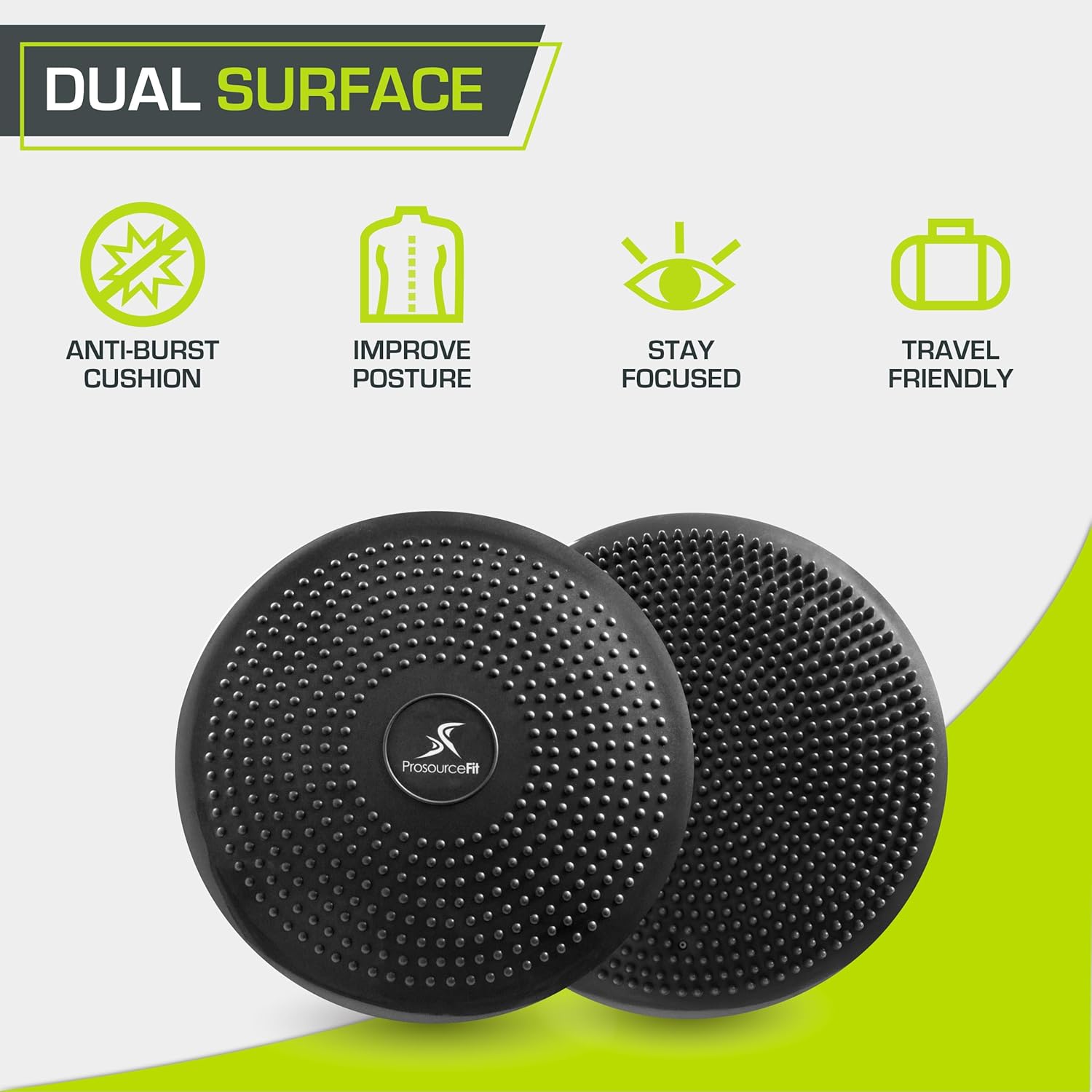 ProsourceFit Core Balance Disc Trainer, 14” Diameter with Pump for Improving Posture, Fitness, Stability, Black - Image 3