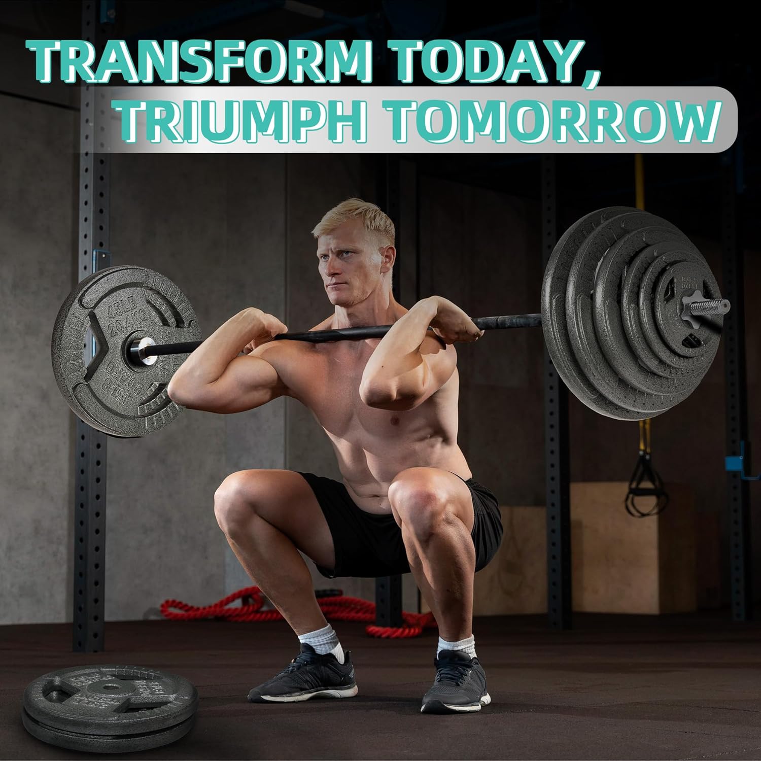 Fitvids Barbell Weight Set, Cast Iron 1" Standard Weight Plates Including 5FT Standard Barbell Bar & Star Locks, 95 Pounds Set (85 Lbs Plates + 10 Lbs Barbell Bar), Multiple Packages - Image 7