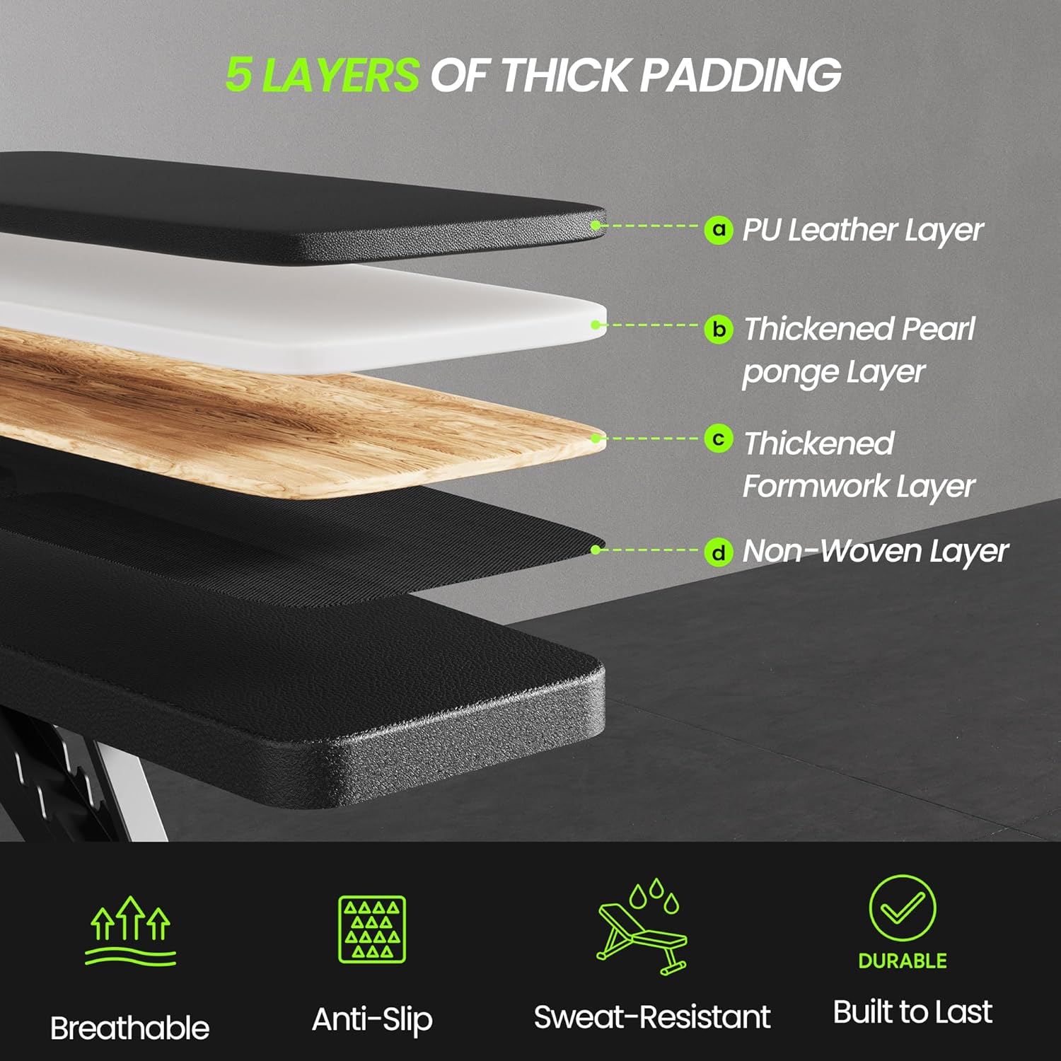 Adjustable Weight Bench for Home Gym, Foldable Workout Bench for Full Body Fitness Dumbbell Exercise, 600LBS Incline Decline Flat Bench with Resistance Bands for Strength Training - Image 5