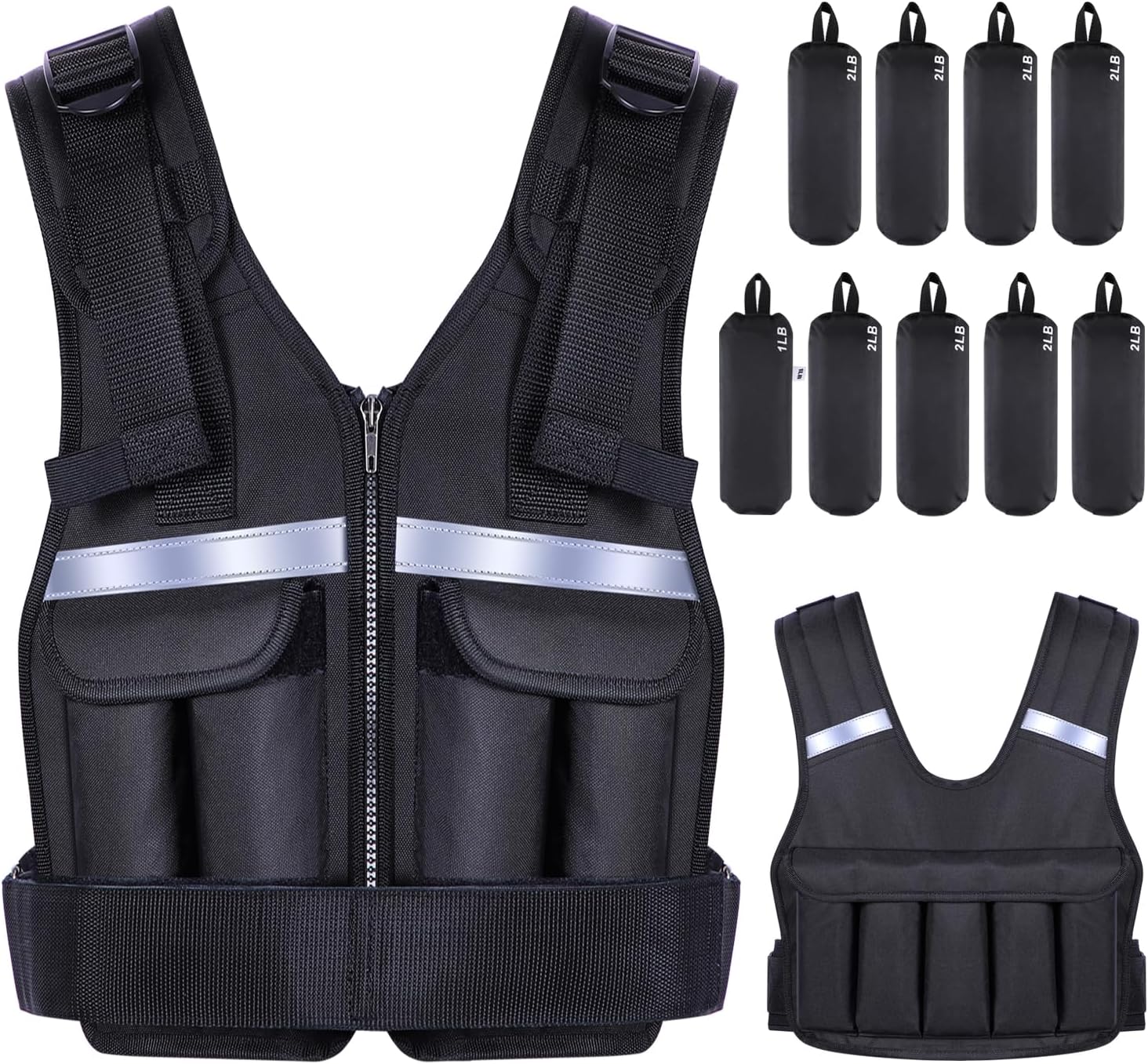 Sportneer Adjustable Weighted Vest Weights: 2-18 lbs/2-40 lbs Washable Weight Vest for Walking 16 In 1 Fast Adjust Rucking Vest for Women and Men Home Gym Running Jogging Strength Training Vests - Image 8