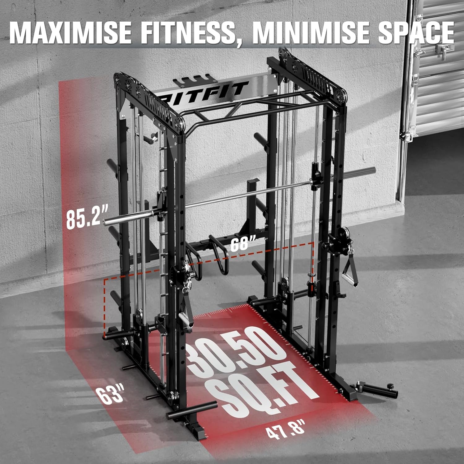 RitFit M1 & M1 Pro Smith Machine with Cable Crossover System, Multi-Function Squat Rack Power Cage for Home Gym, Power Rack and Packages - Image 4