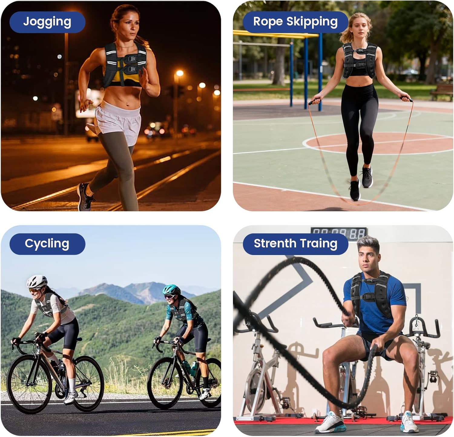 Zikopomi Weighted Vest Woman Man, 6lb/8lb/12lb/16lb/20lb/25lb/30lb Weight Vest with Reflective Stripes for Workout, Strength Training, Running, Fitness, Muscle Building, Weight Loss, Rucking Vest - Image 6