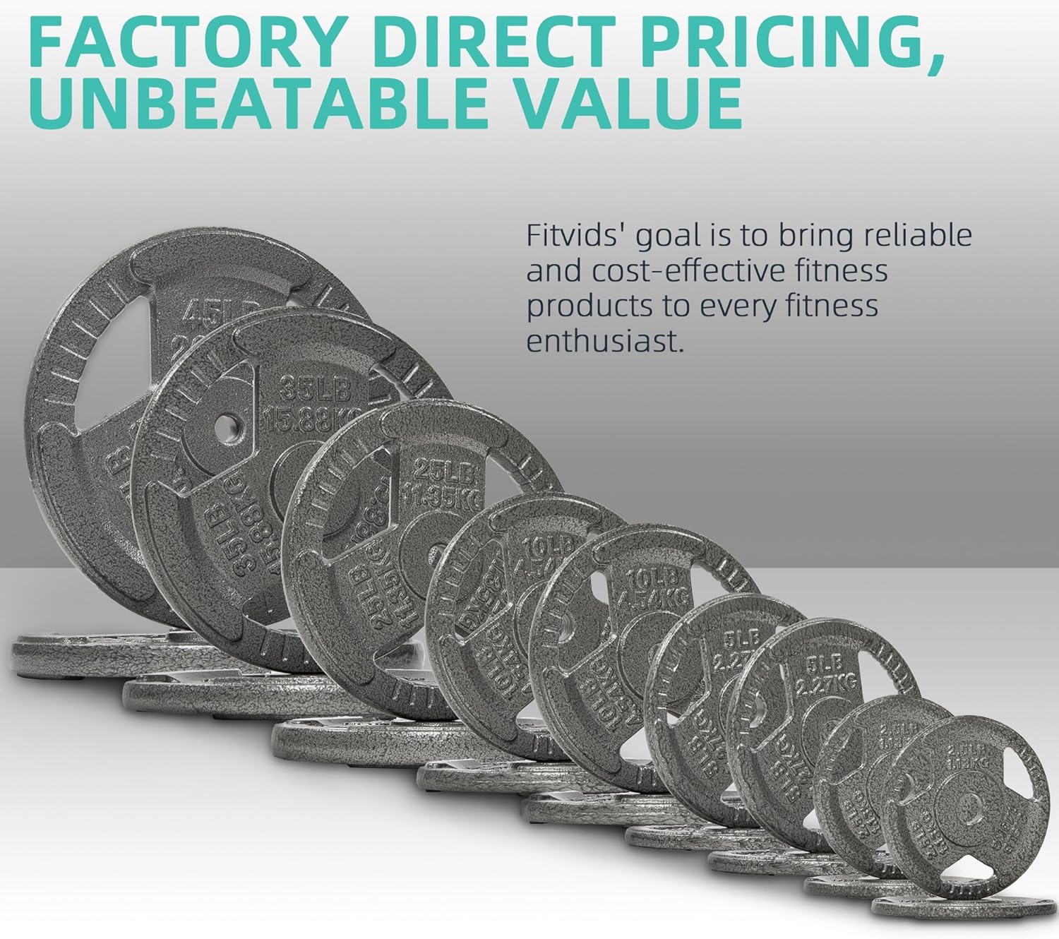 Fitvids Barbell Weight Set, Cast Iron 1" Standard Weight Plates Including 5FT Standard Barbell Bar & Star Locks, 95 Pounds Set (85 Lbs Plates + 10 Lbs Barbell Bar), Multiple Packages - Image 4