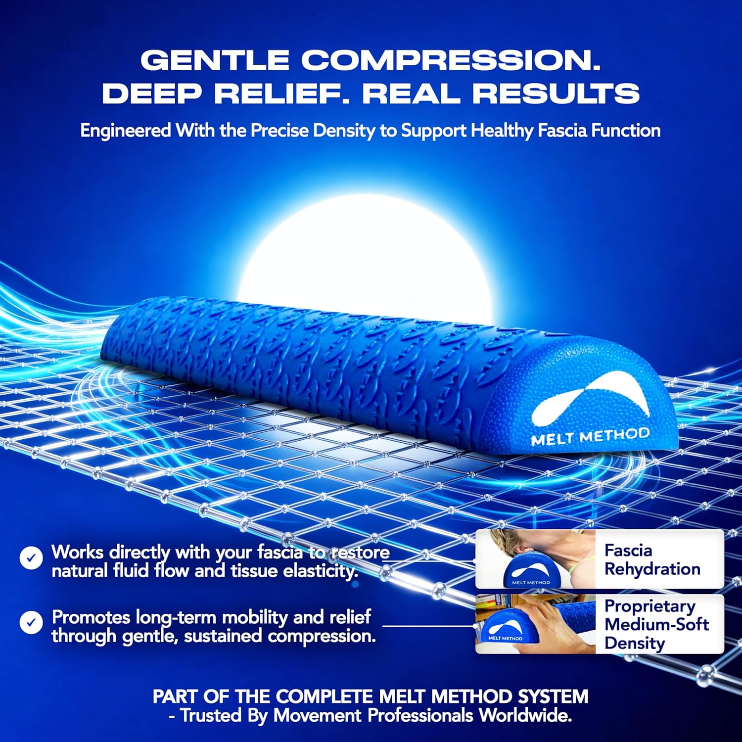 MELT Method 36 Inch Half Foam Roller for Back w/FasciaTherapy Technology - Low Density Soft Foam Roller for Physical Therapy - Half Round & Soft - Great for Pilates & Gentle Muscle Recovery - Image 2