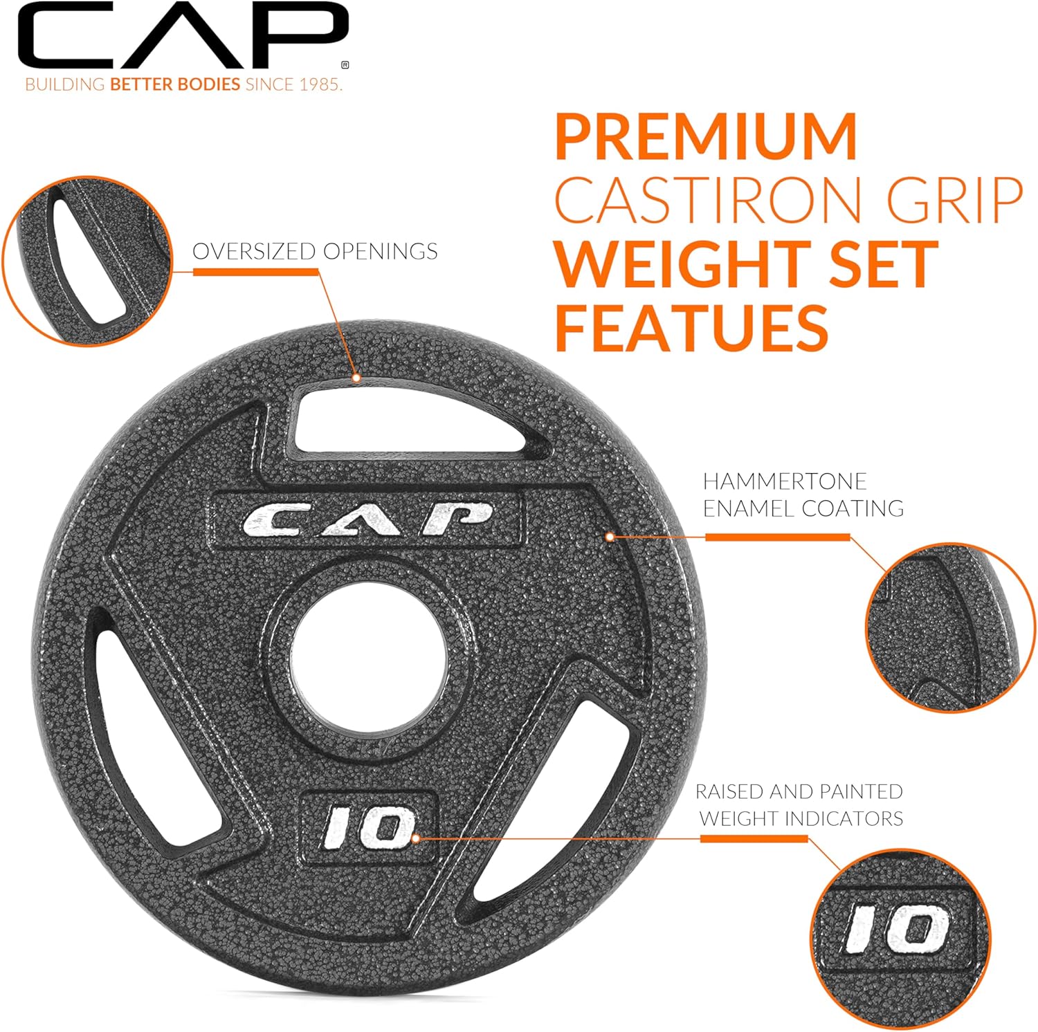 CAP Barbell 2-Inch Olympic Cast Iron Plate Weight Set | 75-285 lbs | Multiple Options - Image 4
