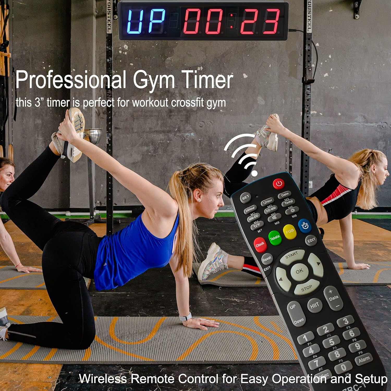 Large Interval Gym Clock for Workouts Size 20x4.7in. Operated by Remote Control - Image 2