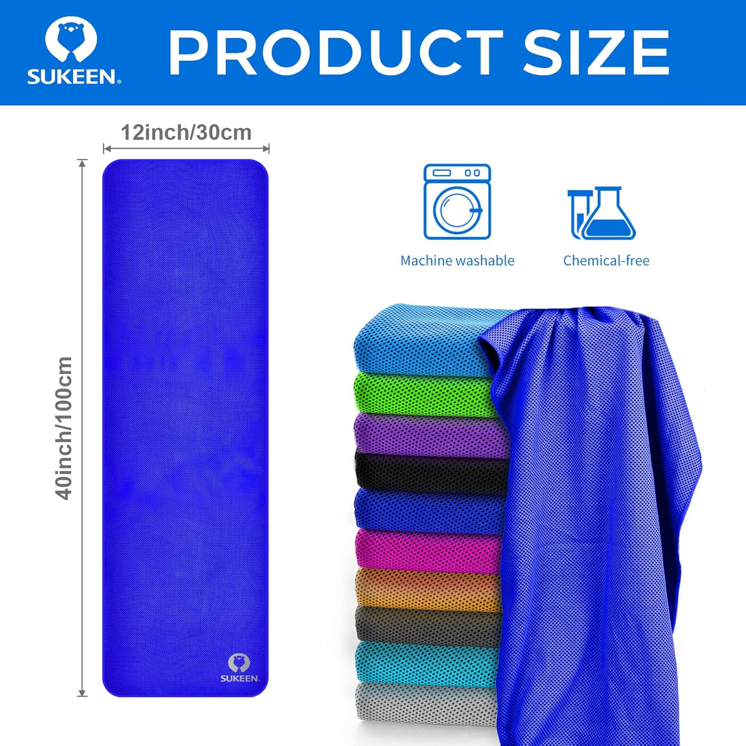 Sukeen Cooling Towel for Neck and Face (40"x12"),Ice Towel,Soft Breathable Chilly Towel,Microfiber Towel for Yoga,Sport,Running,Gym,Workout,Camping,Fitness,Workout & More Activities - Image 9