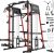 Mikolo Smith Machine, 2200lbs Squat Rack with LAT-Pull Down System & Cable Crossover Machine, Training Equipment with Leg Hold-Down Attachment