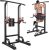 Pooboo Power Tower Dip Station Pull Up Bar for Fitness Home Gym Workout,Multi-Function Adjustable Height Fitness Strength Training Exercise Equipment,with Power Elastic Ropes